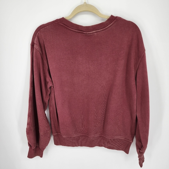 Universal Thread Balloon Sleeve Sweatshirt S Rust Red V Neck Relaxed - Picture 3 of 3